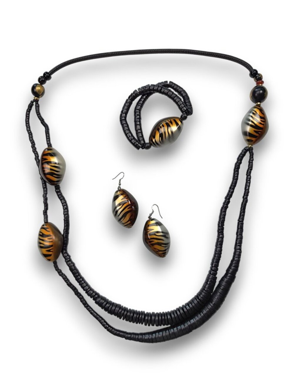 Tiger Stripe Necklace, Bracelet & Earrings Set - Picture 6 of 10